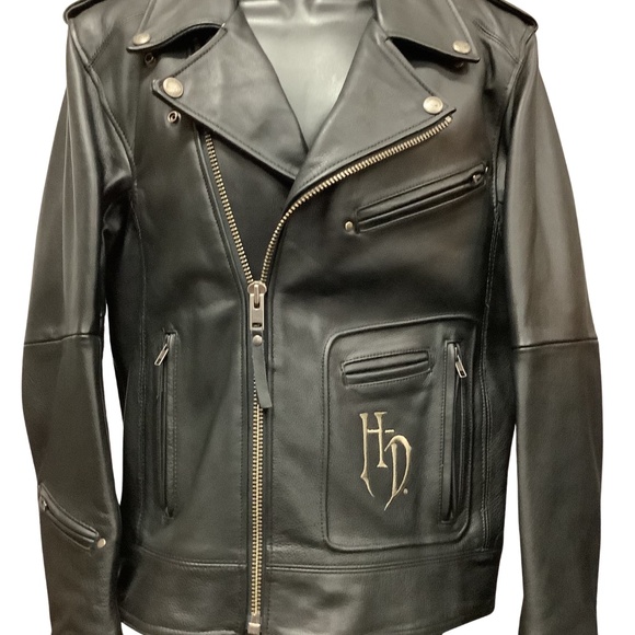 Harley Davidson Men's Coat Black Leather Skull W/Wings Size: S
